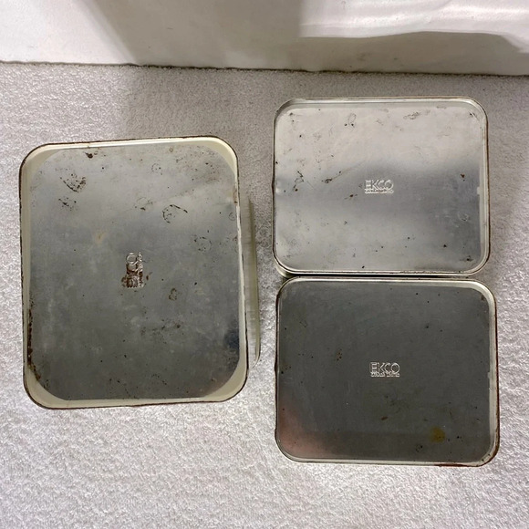 Vintage 70s Ekco Canada Limited Cream Beige Metal Canister Set Sugar Coffee Tea - Picture 8 of 11